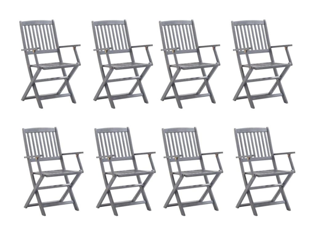 8-Piece Outdoor Folding Chairs with Cushions, Chicyla Wood VSGT28719