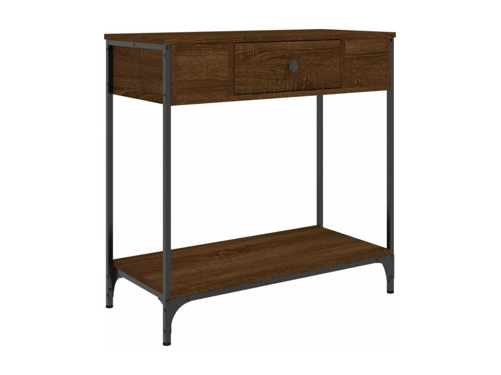 Brown oak console table 75x34.5x75 engineered wood
