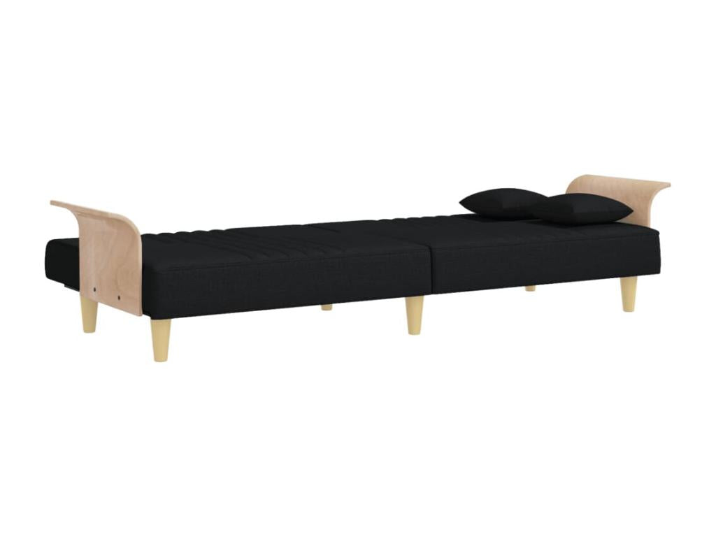 Sofa bed with armrests, black fabric HCXE40226