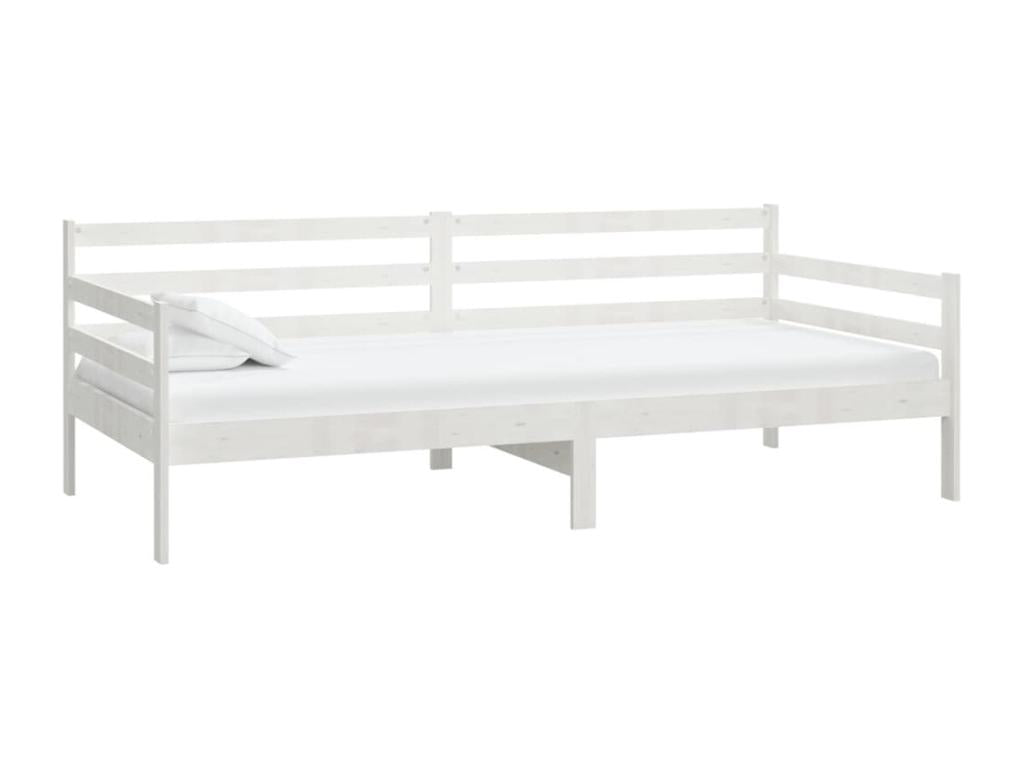 Daybed with mattress 90x200 cm White Solid pine wood