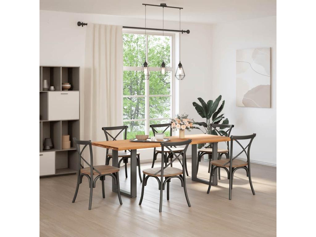 Light brown rectangular solid oak dining table IOYL74633