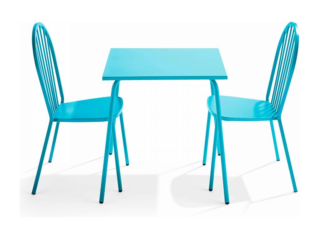 Chicyla AIYV75853 Bistro Garden Table and 2 Chairs in Blue Steel