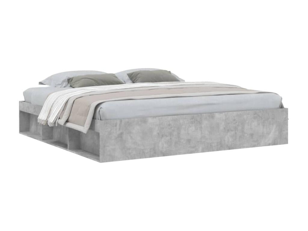 Bed frame without mattress concrete gray 200x200 cm KKQH94045