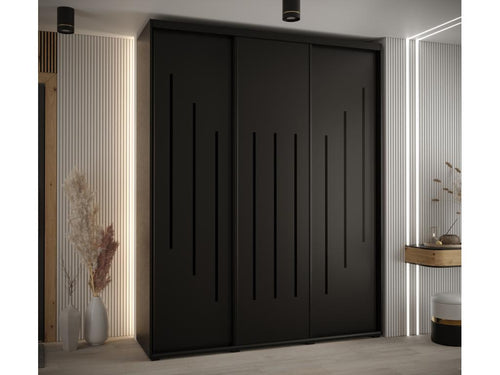 Domopure 8 Sliding Door Wardrobe 235.2/190/60 3 Doors Black/Black/Black HWYM84934