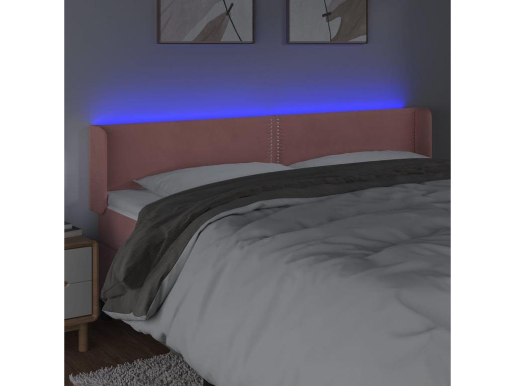 Pink LED Headboard 203x16x78/88 cm Velvet