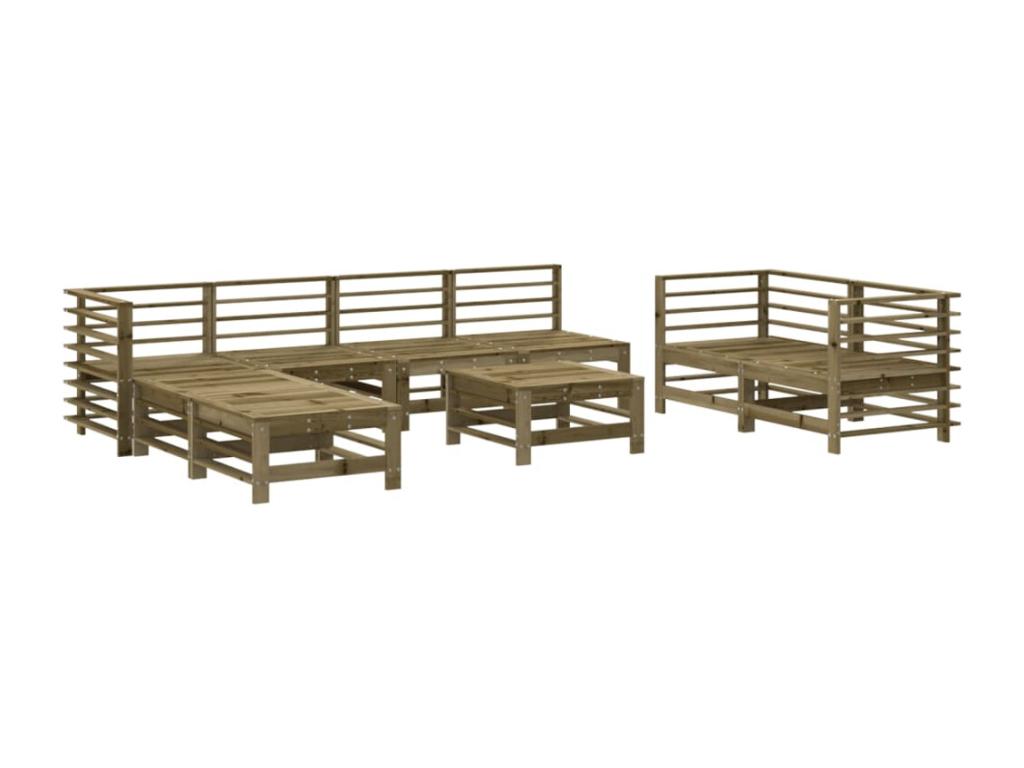9-piece garden furniture set in impregnated pine wood GUYX07708