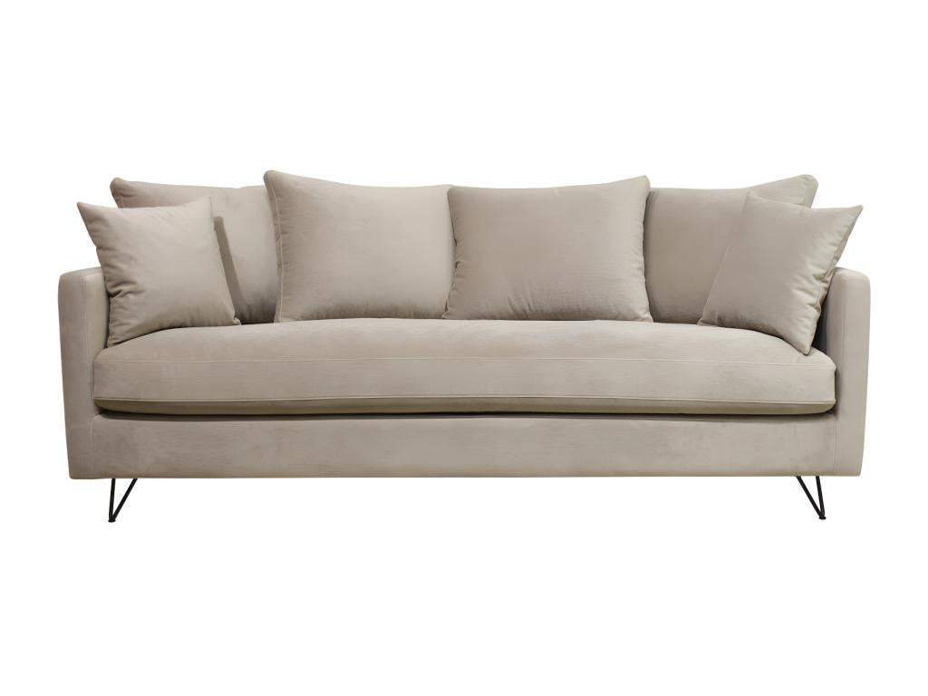 Domopure - 4-seater convertible sofa in velvet with black hairpin legs - Beige YFBK14305
