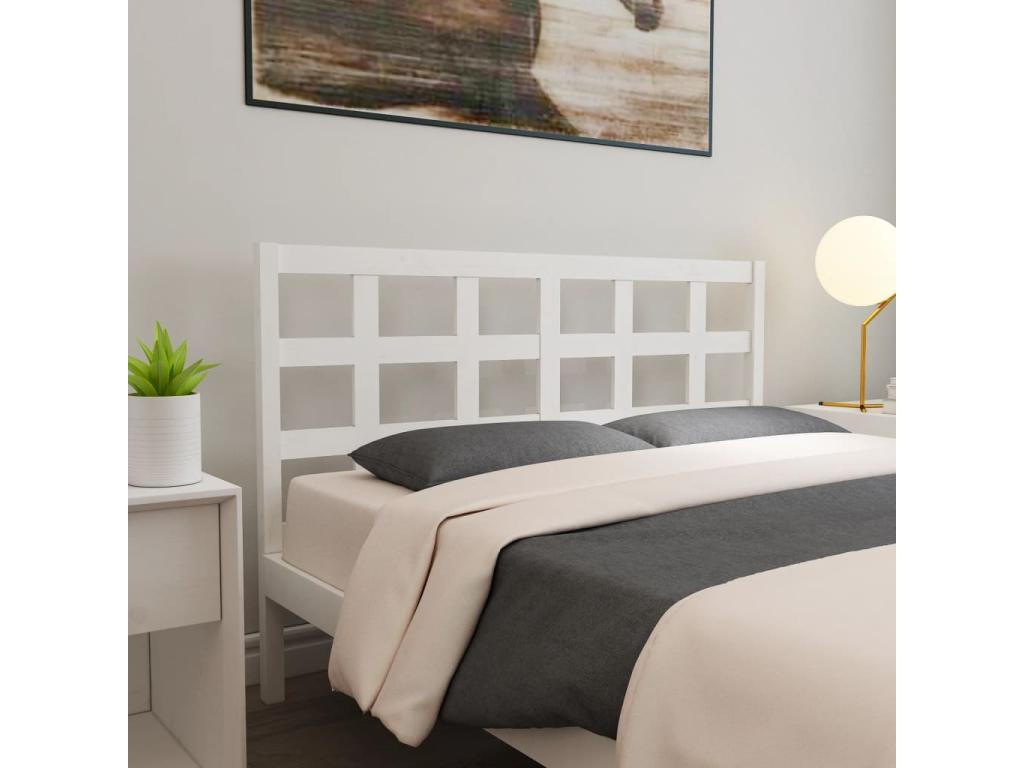 White Headboard 145.5x4x100 cm Solid Pine Wood KOIZ11016