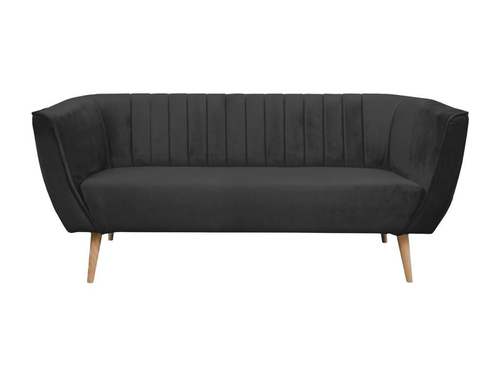 Domopure 103 Black Sofa 182x74x75cm Upholstery Wooden Legs PLDS09540