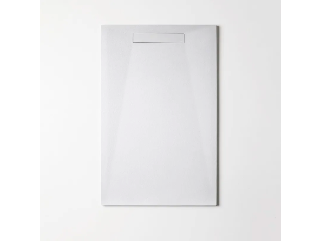 Extra-flat shower tray ADICIONAL - Domopure texture in white Domopure polyester - L160 x W90 x H2.8 cm - Domopure RBFI15185