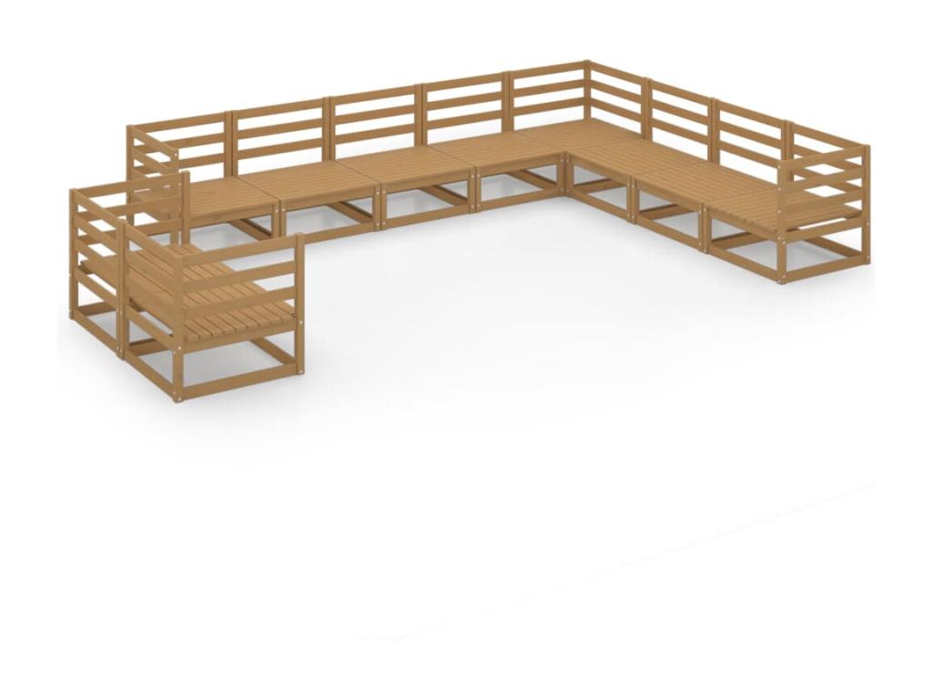 10-piece garden furniture set, honey brown, solid pine wood BJBA15927