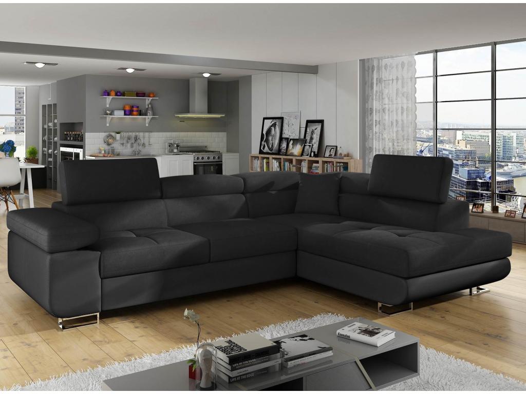 Domopure 275cm Black Right-Hand Corner Sofa Bed DOJS38396