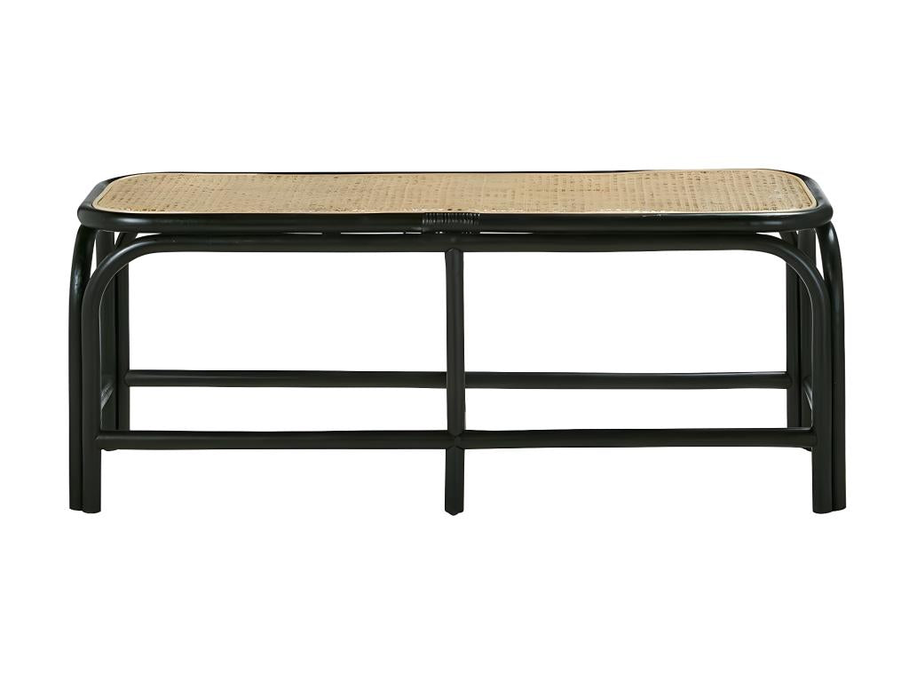 Rattan and cane bench