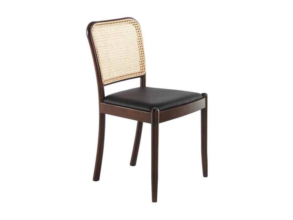 Domopure rattan chair in black faux leather and ash wood - Set of 2 - Domopure 68 Dark Blue YTXZ64258
