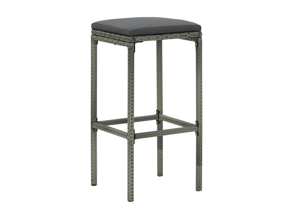 3-piece garden bar set and cushions, Grey woven resin 2