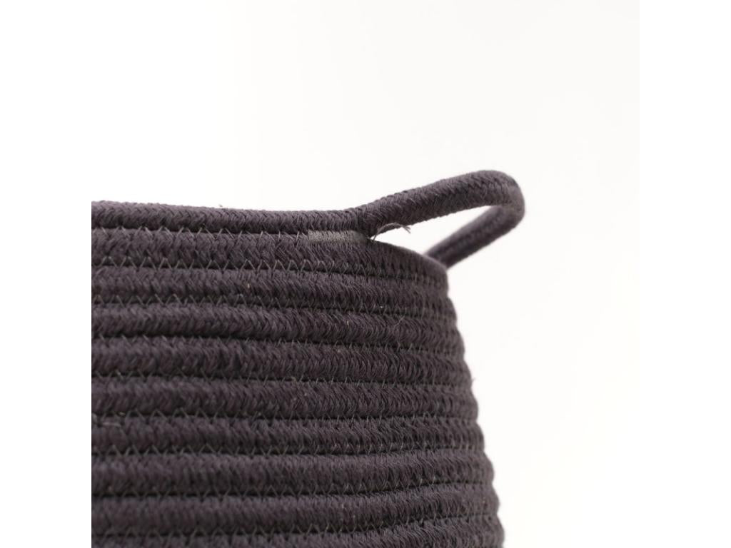 Cosy round basket in cotton and hyacinth - Charcoal grey - D 30 x H 50 cm OFAC65207