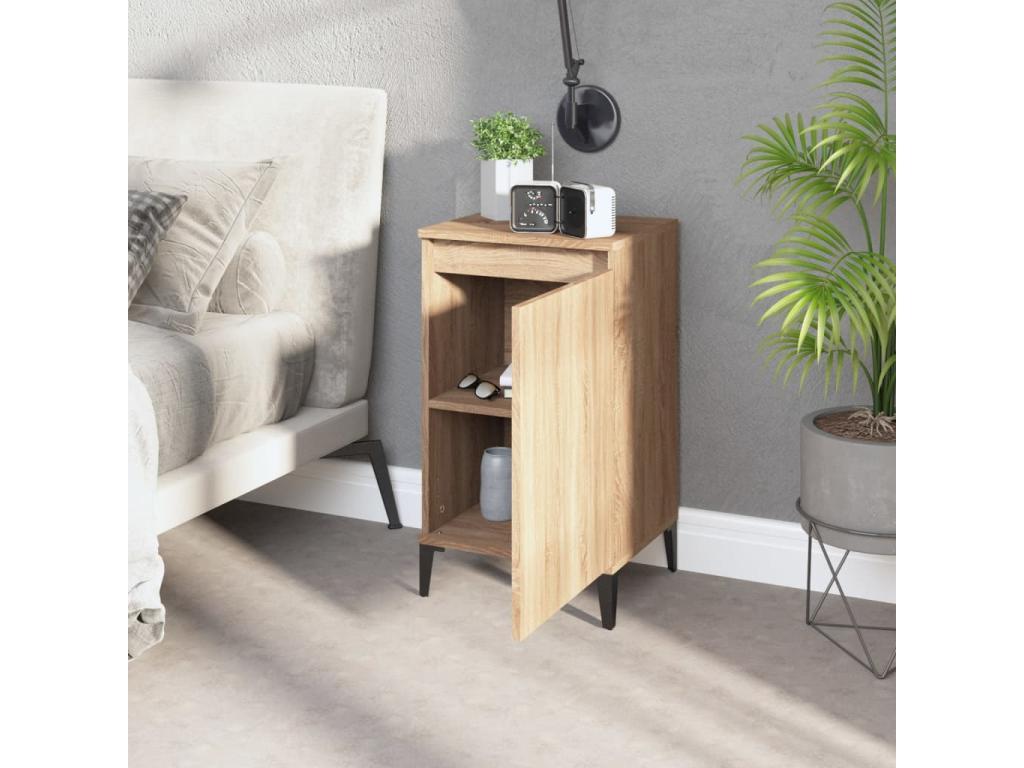 Chicyla 2-piece bedside tables, oak finish, 40x35x70cm, engineered wood, UQAN35532