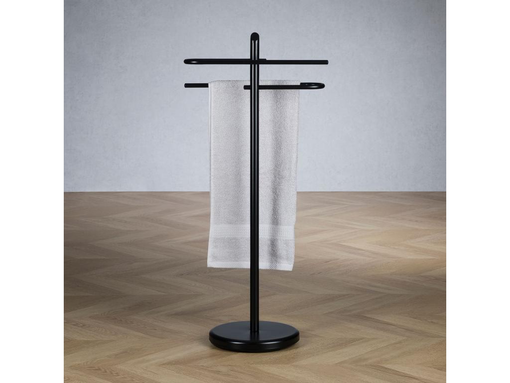 Domopure towel rack, freestanding towel holder for bathroom, black lacquered metal KJQH58182