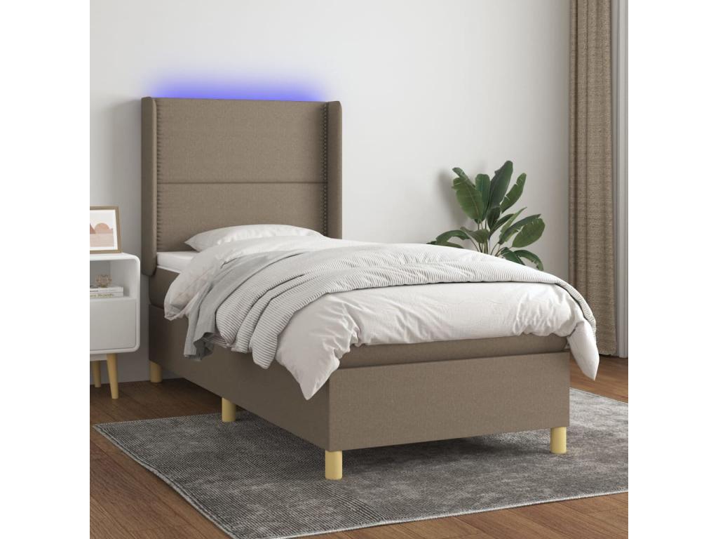 Domopure 80x200cm upholstered bed base with mattress and LED lighting, fabric WMOQ73710