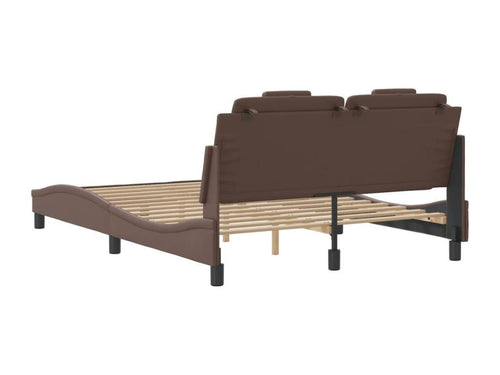 Brown faux leather bed frame (no mattress) 140x190 cm LIYY69033