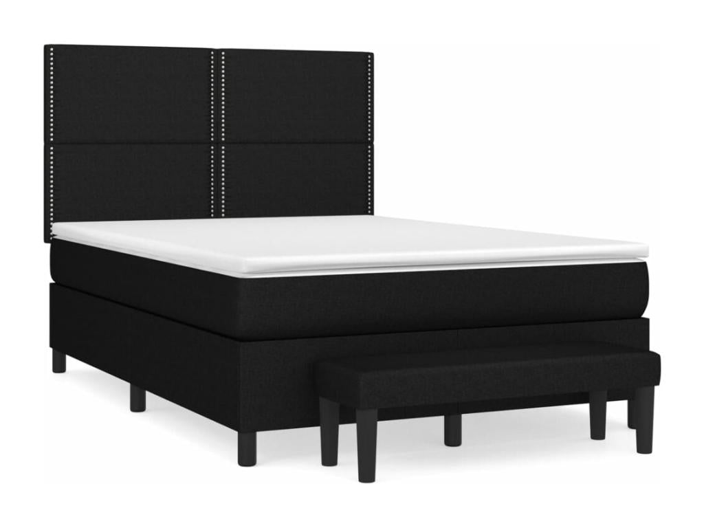 Upholstered bed base with mattress, black, 140x200 cm, fabric NUGX73595