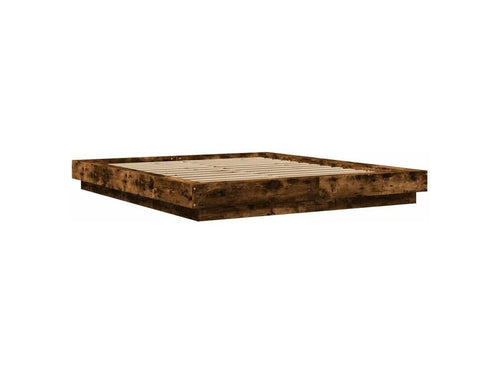 Bed frame with Domopureères LED lights, smoked oak, 160x200 cm, BQSU47909