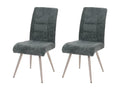 Set of 2 dining chairs in brushed stainless steel and blue-green chenille fabric 04 0007402 YOLA14919