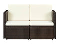2-seater garden sofa with cushions, brown woven resin ALND51584