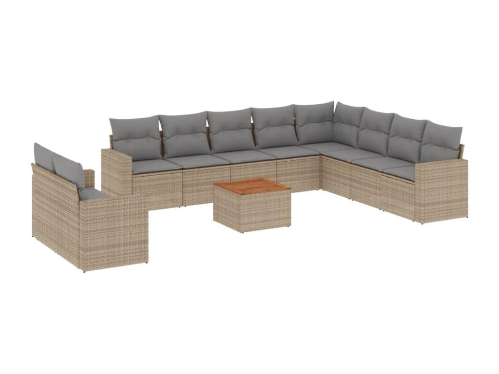 Garden furniture and cushions 11 pcs méChicyla beige woven resin YERE01620