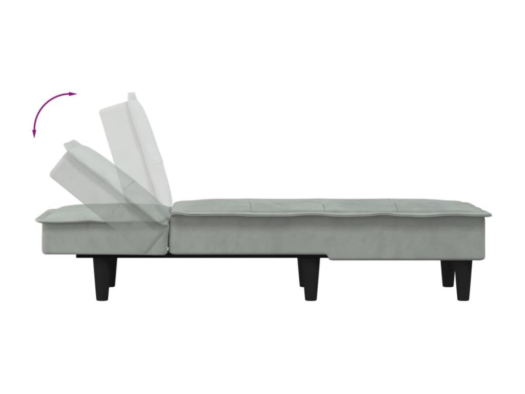Light grey velvet chaise longue NGSD29300