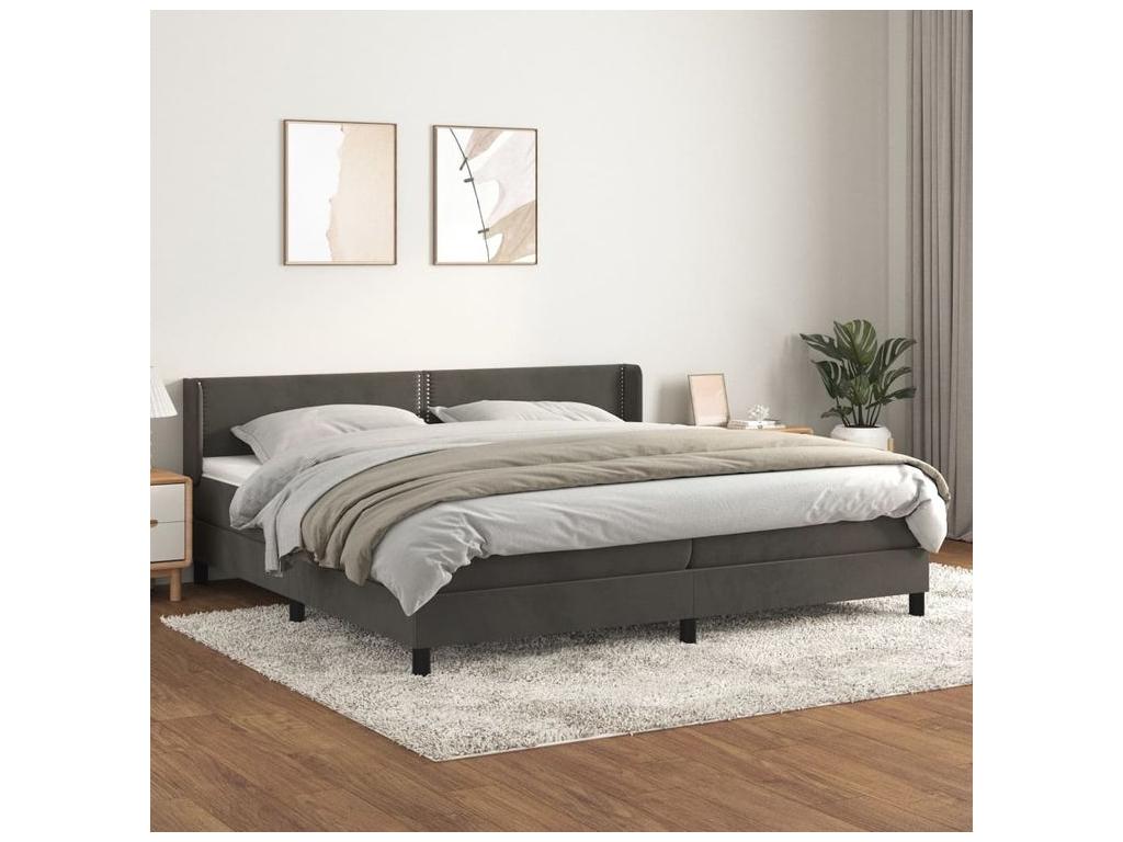 Domopure bed base and mattress, Dark Grey 200x200 Velvet CPXN76818