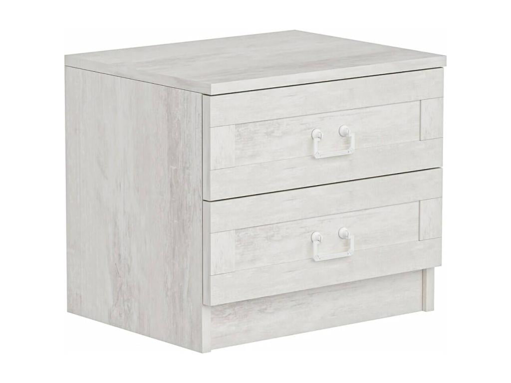 Chicyla Bedside Table, Low Chest of Drawers, Nightstand, Bedside Shelf, 54x47x40 cm, White, VEBP77723