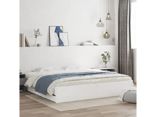Bed frame with drawers, white, 200x200 cm, engineered wood, SLLY25666