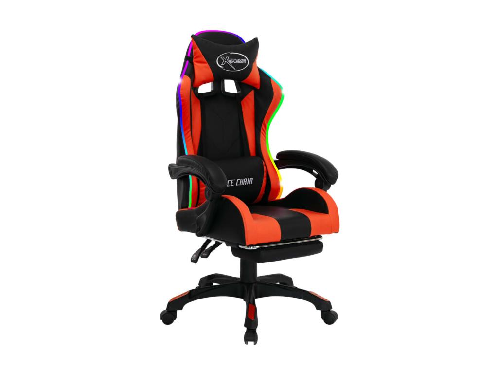 Domopure RGB LED Gaming Chair and Black Faux Leather ZGRK57335