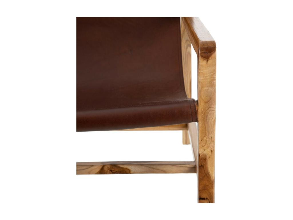 Domopure Teak/Brown Leather Armchair - Domopure n 2 GYIZ35978