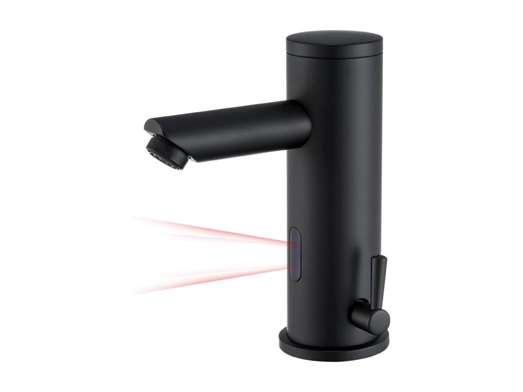 Fully Automatic Black Infrared Bathroom Sink Faucet, Hot/Cold Water Mixer Tap, Brass Bathroom Mixer Tap with Non-Return Valve VIGI04342