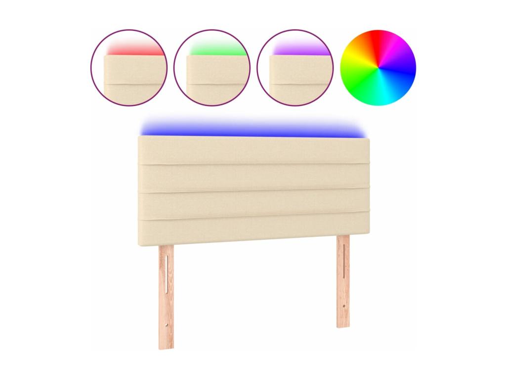 Cream LED Headboard 100x5x78/88 cm Fabric LTOV59625