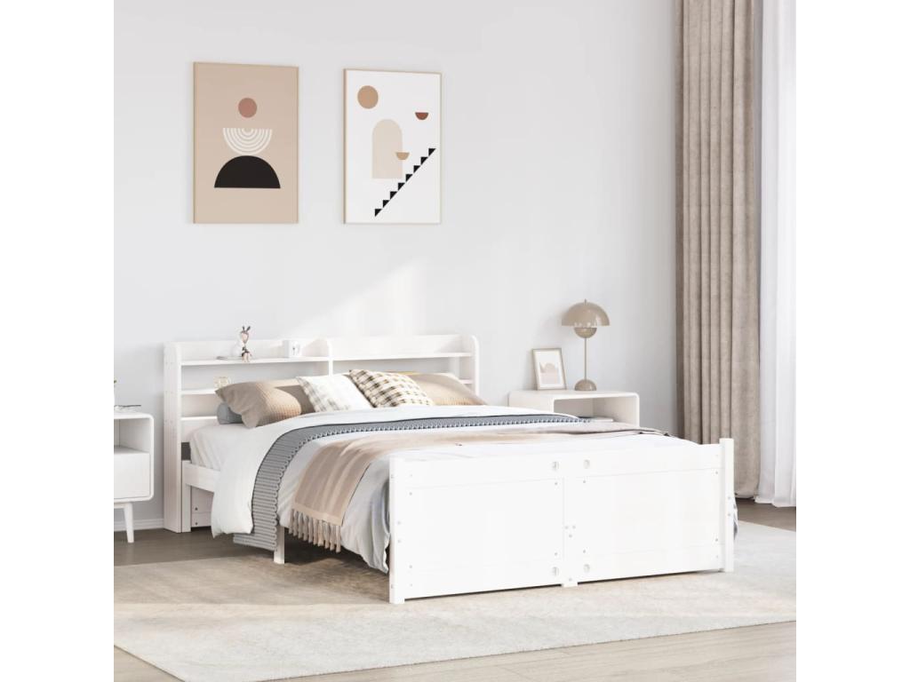 Bed frame with headboard, mattress not included, white, 150x200 cm NOYF84013