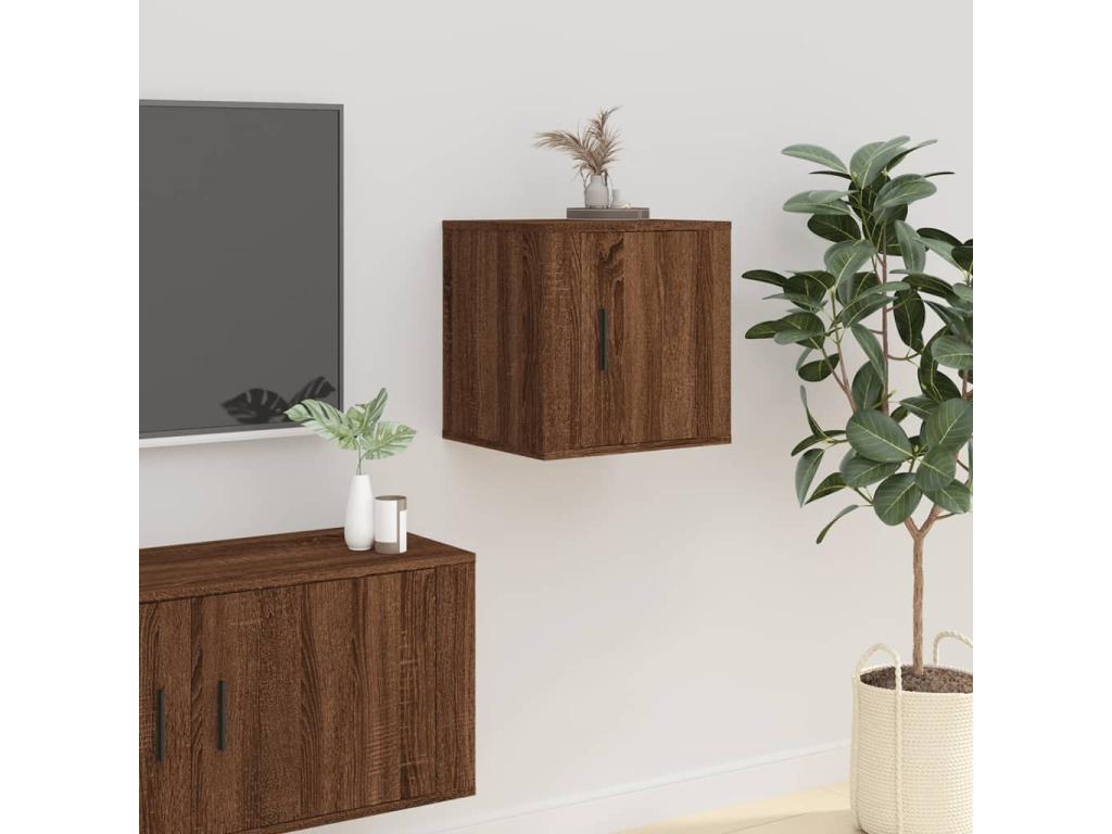 2-piece wall-mounted TV units, brown oak, 40x34.5x40 cm