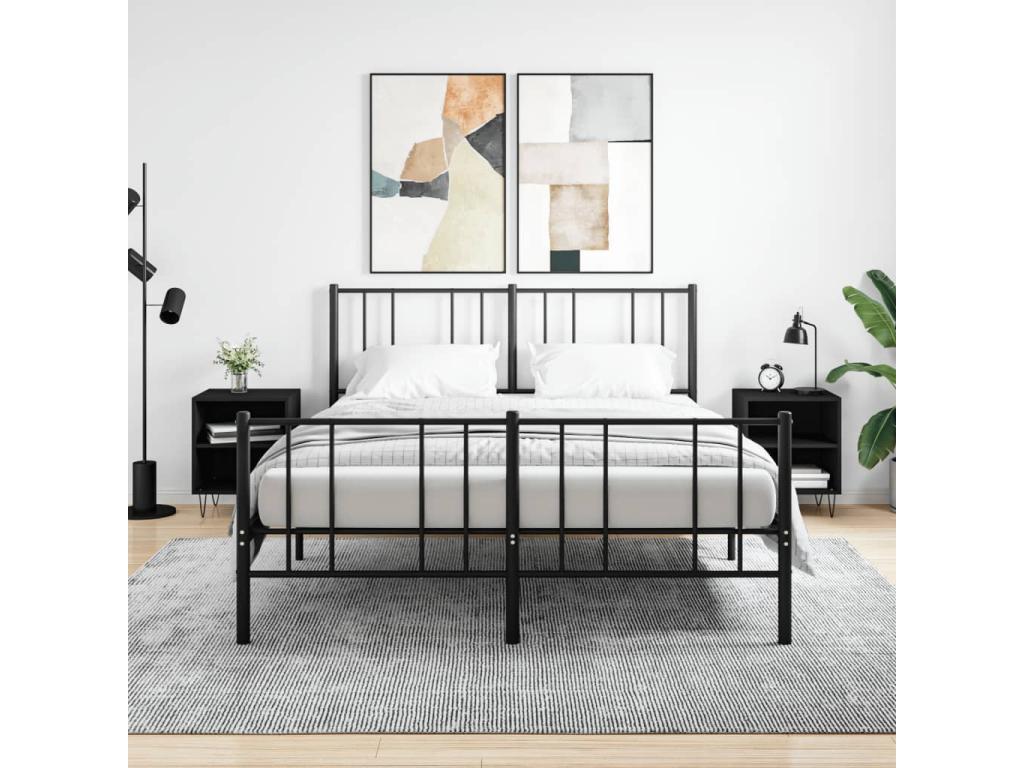 2-piece black bedside tables, 40x30x50 cm, engineered wood, WRAK53330