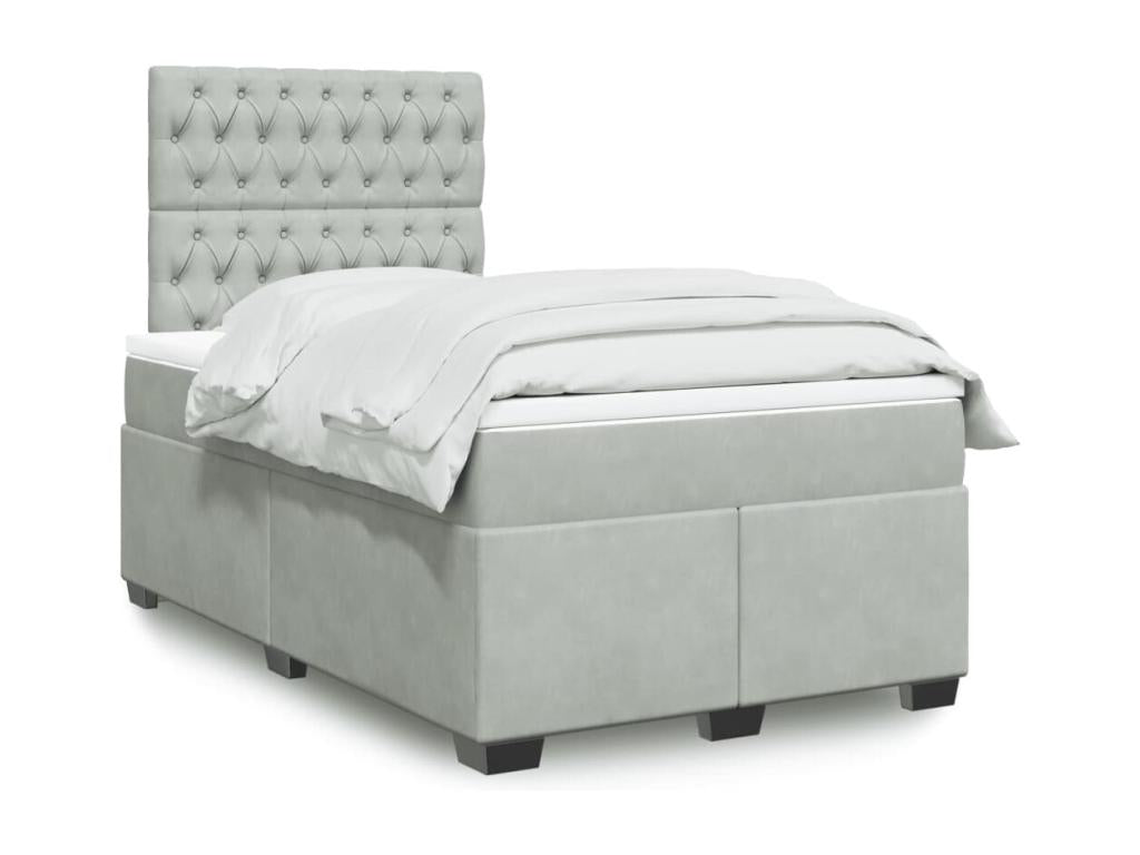 Domopure bed base and mattress, light grey, 120x200cm, velvet, EODM89532