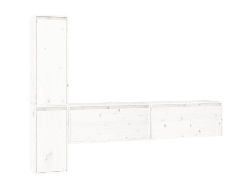4-piece TV stand, white, solid pine wood, UCNM95314