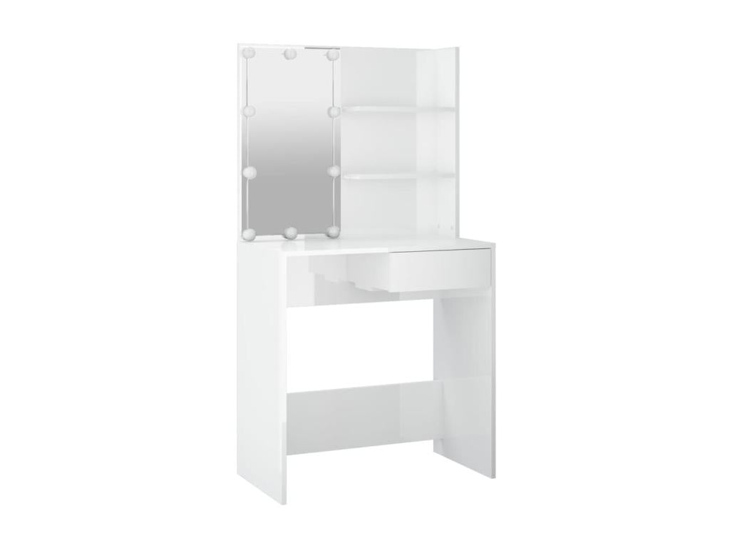 Dressing table with LED, bright white, 74.5x40x141 cm, BVKQ36309