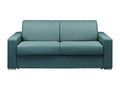 3-seater express convertible sofa in blue fabric - Domopure wide sleeping area 140 cm - 14 cm Domopure mattress THKZ11561