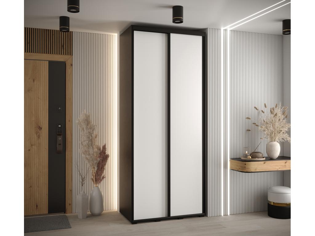 Domopure 1 Sliding Door Wardrobe 235.2/100/45 2 Doors Black/White/Black KNLQ13586