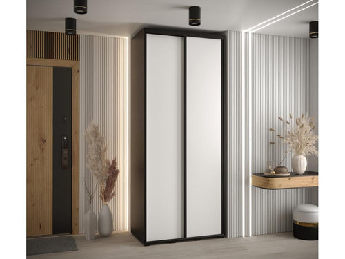 Domopure 1 Sliding Door Wardrobe 235.2/100/45 2 Doors Black/White/Black KNLQ13586