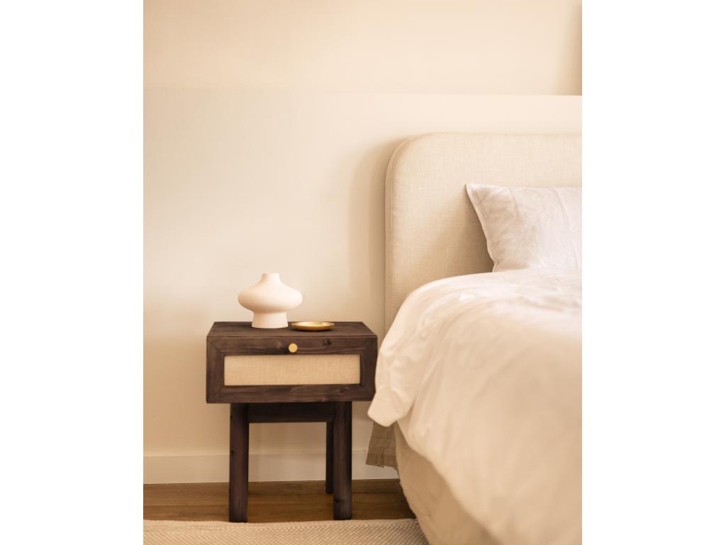 Brown wooden bedside table 40x45cm - LINEN - Domopure BMFG74698