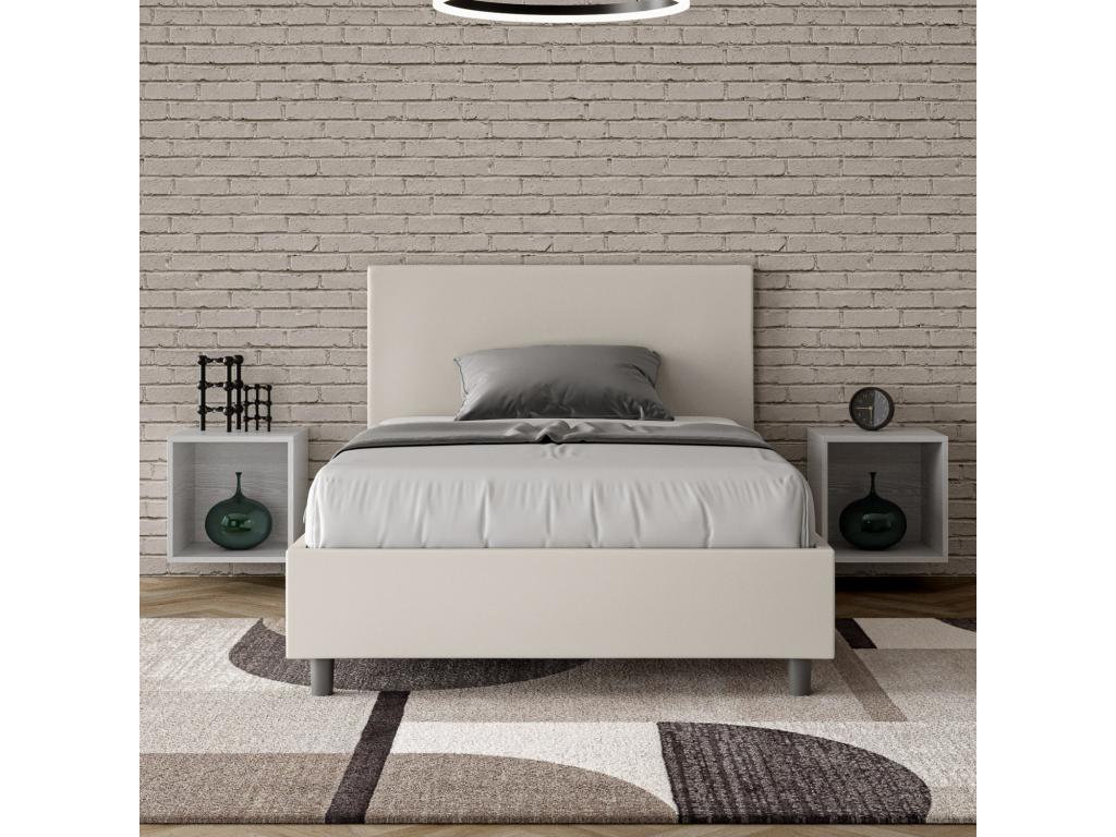 Chicyla ETVV35540 1.5-person bed with upholstered slatted base 120x210 white faux leather