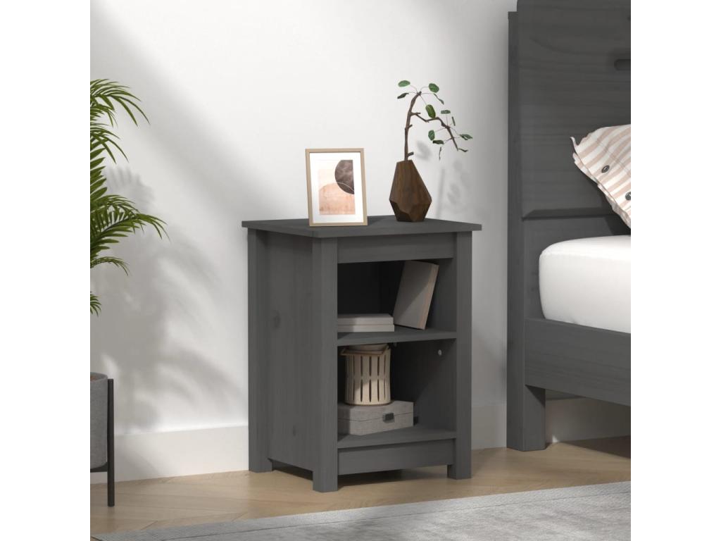 Grey bedside table 40x35x55 cm Solid pine wood PGYP56420