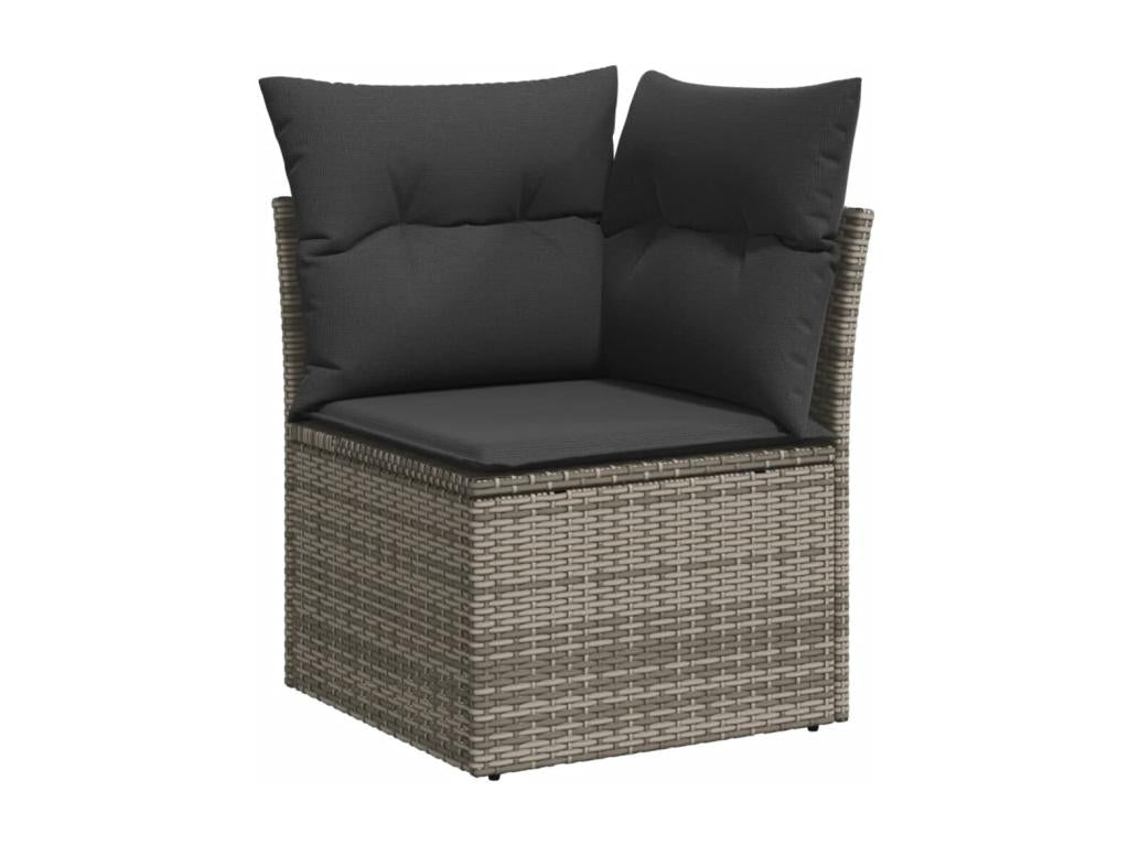 9-piece garden furniture set with grey resin wicker cushions RYYJ50293